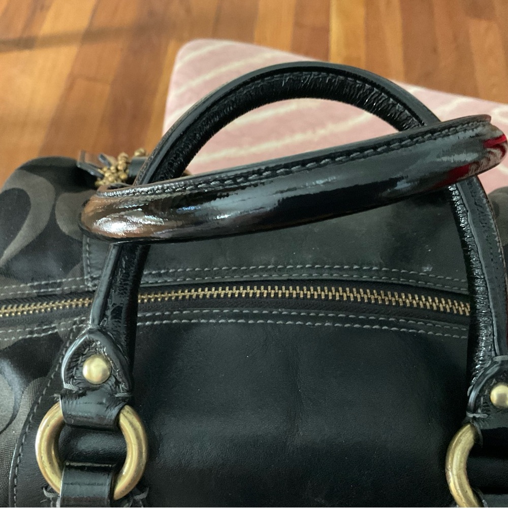 Coach Madison's black satchel has three tags and is in EUC - Picture 5 of 13